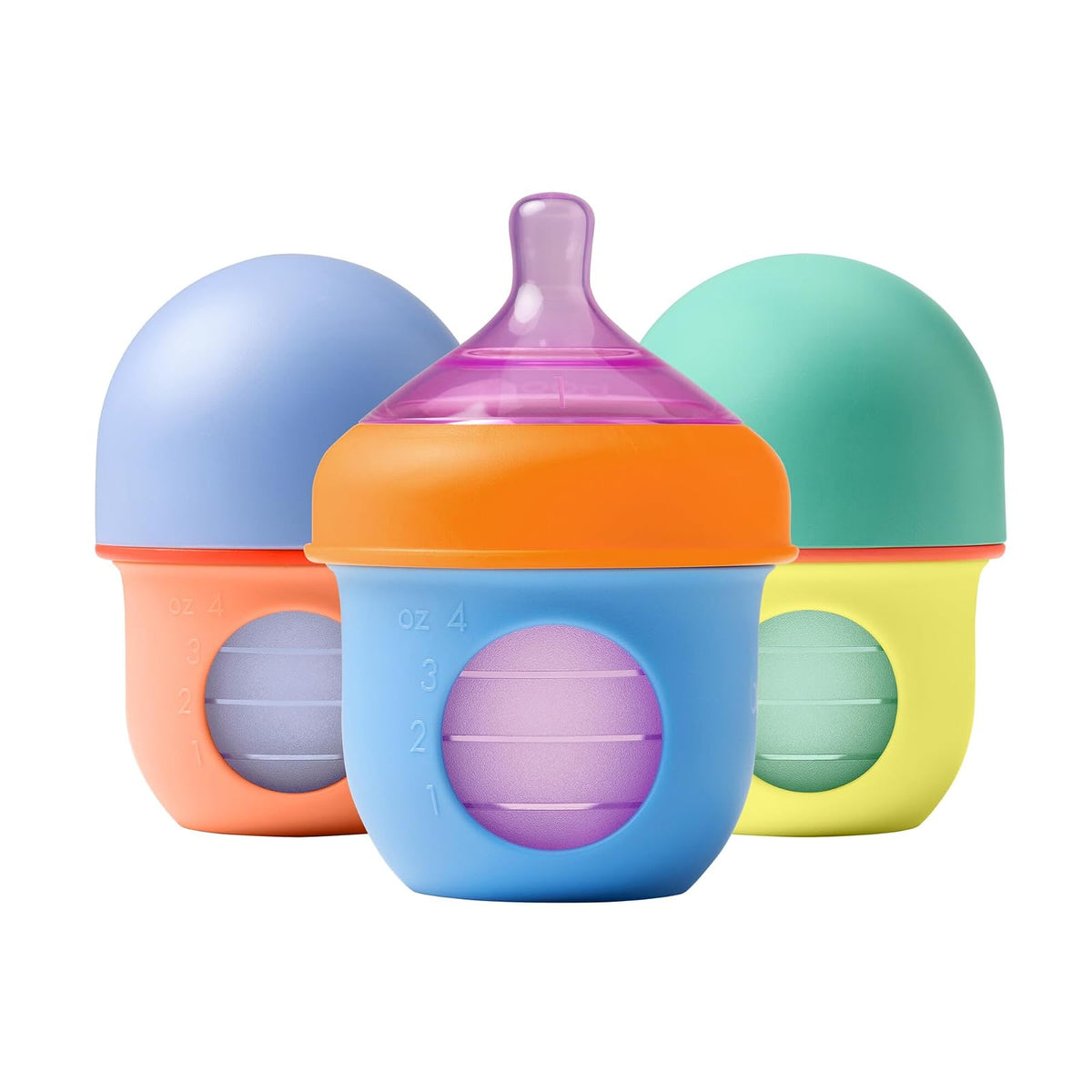Boon NURSH Biberón de Bolsa de Silicona 236 ml Tie Dye, 3 pz - Color Block - 118.29 ml (4 oz) - Pack of 3