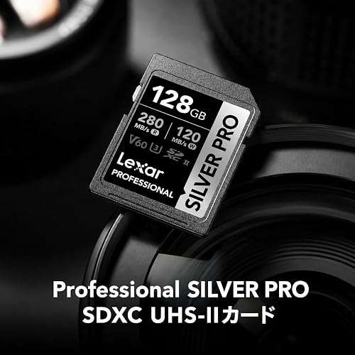 Tarjeta Lexar Profesional 128GB Silver Pro SDXC UHS-II Clase 10, U3, V60, Silver Pro (Lectura hasta 280MB/s Read, Escritura hasta 120MB/s)