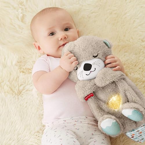 Fisher-Price Juguete para Bebés Nutria Hora de Dormir | Máquina de sonido portátil, movimiento respiratorio, hasta 30 minutos de música y luces, recién nacidos de más de 0 meses
