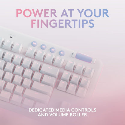 Logitech G G713 Teclado para Juegos con Cable con Iluminación LIGHTSYNC RGB, Interruptores Lineal (Rojo GX) y Reposamanos para Teclado, Compatible con PC y Mac, Blanco Niebla