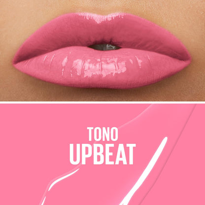 Maybelline Labial líquido brillante Superstay Vinyl Ink Tono Upbeat, 4.2ml - Dura hasta por 16H, brillo instantáneo sin grumos, sin transferencias