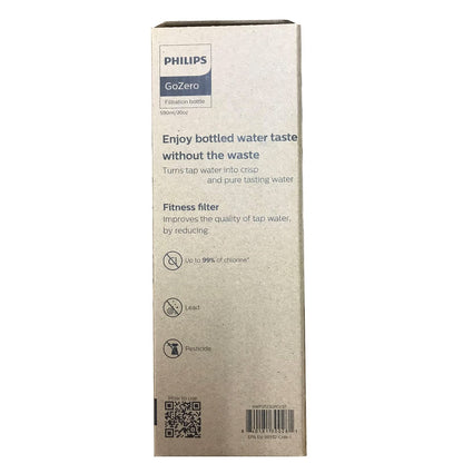 PHILIPS Water GoZero Active BPA-Free Water Bottle with Adventure River/Lake/Spring Water Filter for Hiking, Camping & Fitness Tap Water Filter for Gym, Sport Squeeze Bottle, Lightweight, Grey, 20 oz