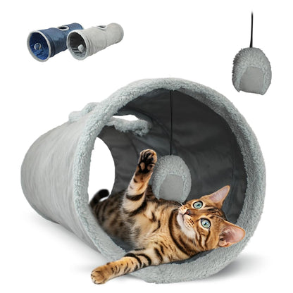 Fancy Pets Túnel Plegable para Gato con Juguete Colgante - Gris