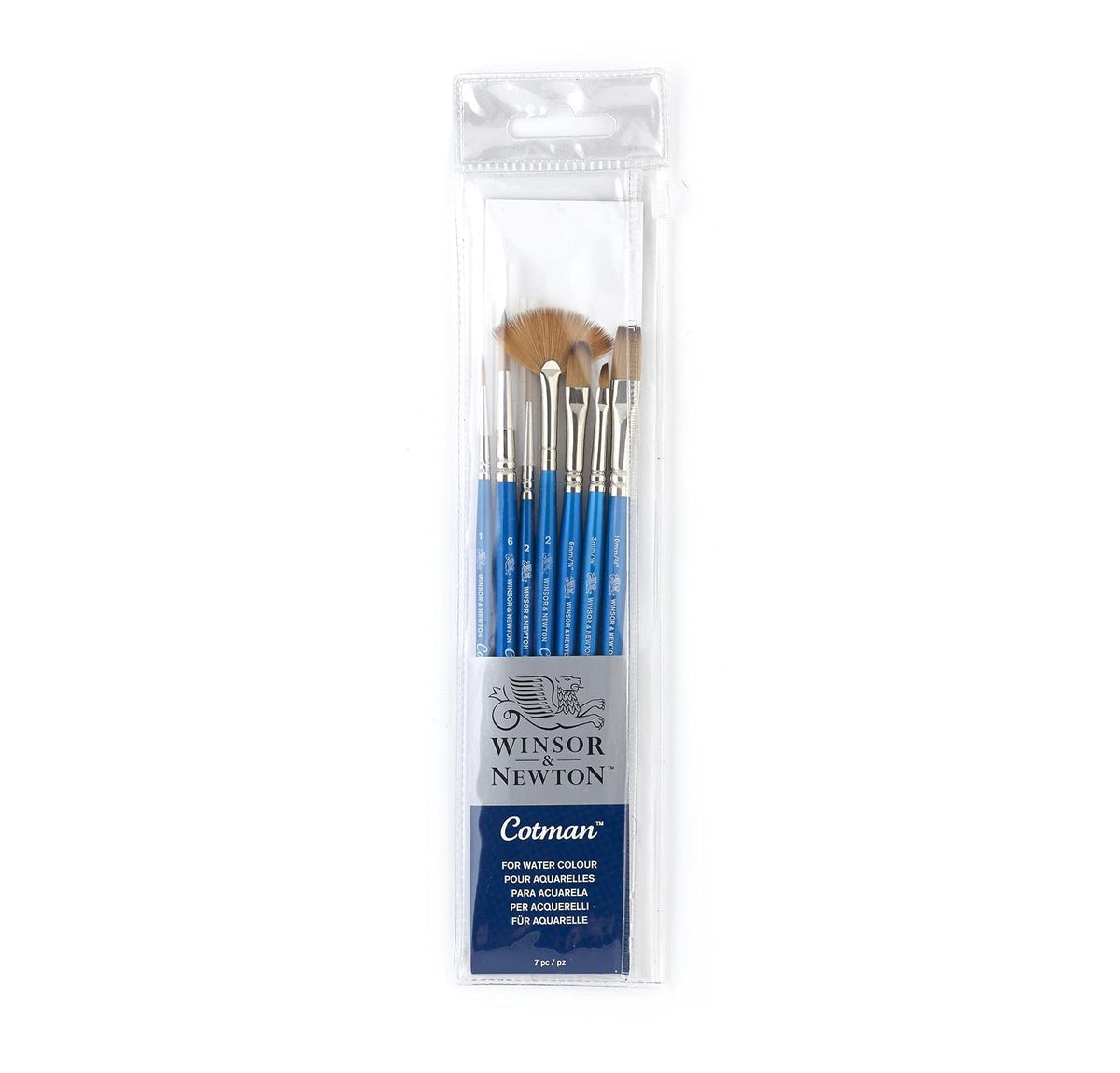 Winsor & Newton Cotman Set de Pinceles para Acuarela - Set of 7 - Redondas 1 y 6, aparejo 2, Filbert 1 - 4 pulgadas, un trazo 3 - 8 pulgadas, ángulo 1 - 8 pulgadas, ventilador 2