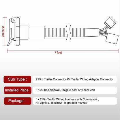 Nilight - Extensión de arnés de cableado para remolque de 7 pines USCAR | USCAR a RV Blade Adaptador de luz para puerta trasera para Chevy Ford, GMC Dodge Nissan Toyota 5ª rueda cuello de cisne