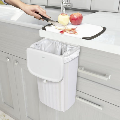Glad Roomate Cubeta de Basura 12L | Blanco, Apertura Doble Tapa, Para Clóset de Cocina Bajo Baño Oficina