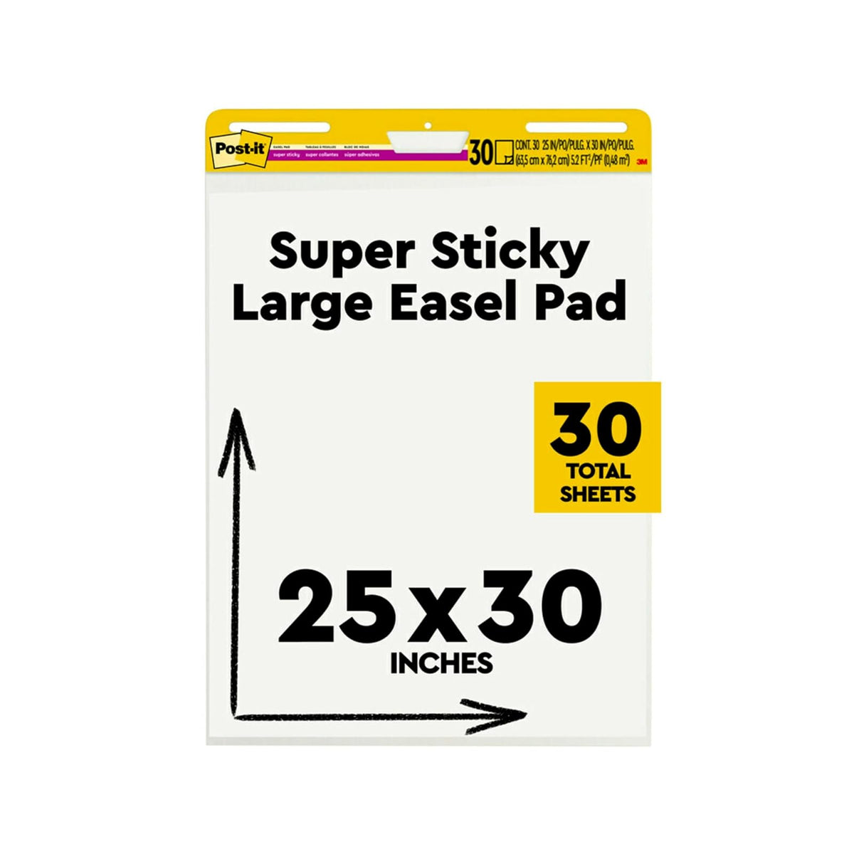 POST-IT 3M Notas Adhesivas Tipo Rotafolio 2x Adhesión Blanco 30 hojas | Super adhesivas reposicionable, Hojas gruesas, Sin traspaso de tinta, Compatible con bases estándar, 63.5 x 76.2 cm
