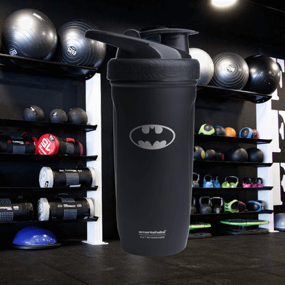 SmartShake Reforce Acero Inoxidable DC Comics, Batman, 900ml, Botella Mezcladora de Proteínas, Libre de BPA