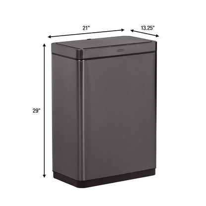 Rubbermaid Elite™ – Contenedor con Sensor de Apertura sin Contacto, Bote de Acero Inoxidable Resistente a Huellas con Cierre Silencioso, Capacidad de hasta 47 L, Gris Carbón 2145983