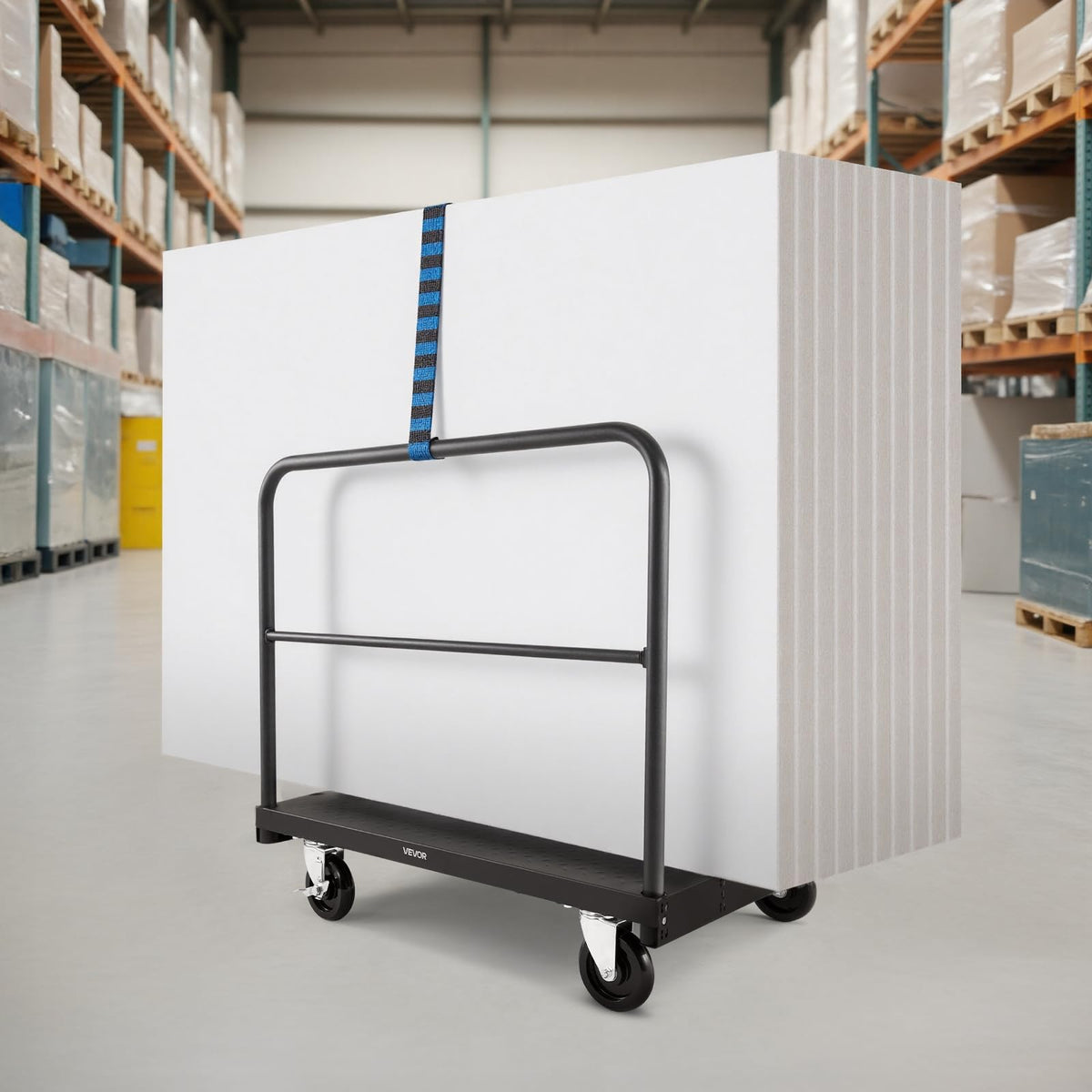 VEVOR Carro Portaplatos, Capacidad de Carga de 816 kg, 2 en 1 con Ruedas Giratorias de 360°, con 3 Pasamanos Laterales, Ayuda para Fábricas, Almacenes y Garajes, Color Negro, 914 x 610 x 878 mm