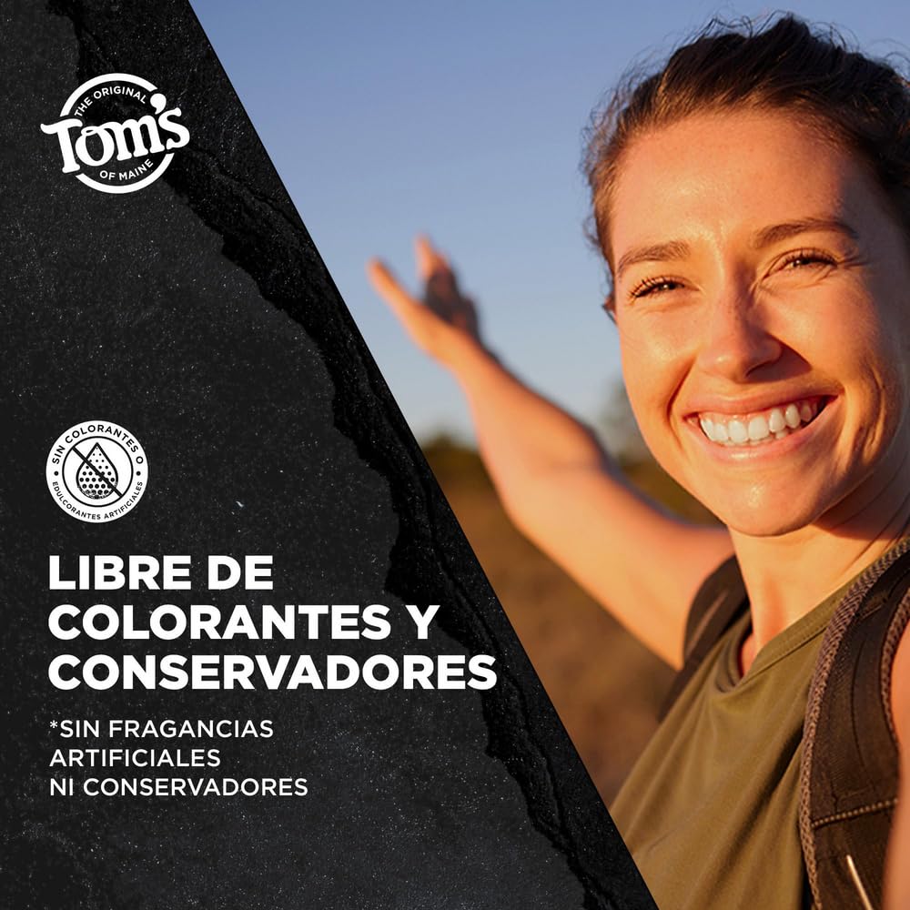 Tom´s Of Maine Pasta Dental con Flúor Blanqueadora Carbón Activado 4 pack | Dientes Blancos sin Dañar el Esmalte y con Ingredientes Naturales