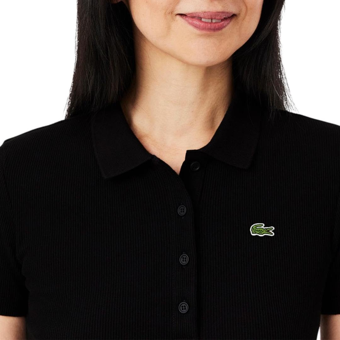 Lacoste Camisa Slim fit de algodón orgánico de Manga Corta para Mujer Slim fit Botones