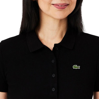 Lacoste Camisa Slim fit de algodón orgánico de Manga Corta para Mujer Slim fit Botones