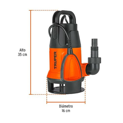 Truper BOS-1/2SP, Bomba sumergible plástica, 1/2 HP para agua sucia