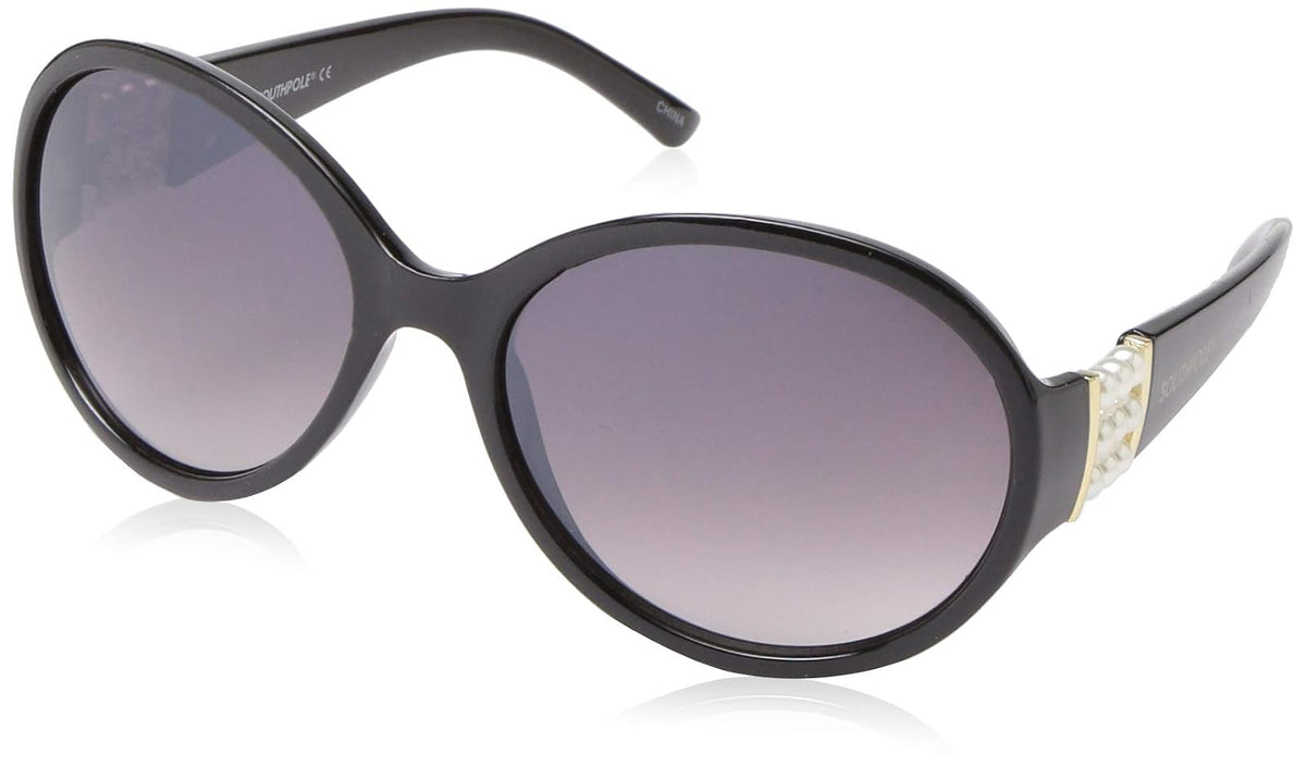 Southpole 1016SP - anteojos de sol ovaladas con triple fila de perla y 100% protección UV, 68 mm - 68 mm - Negro