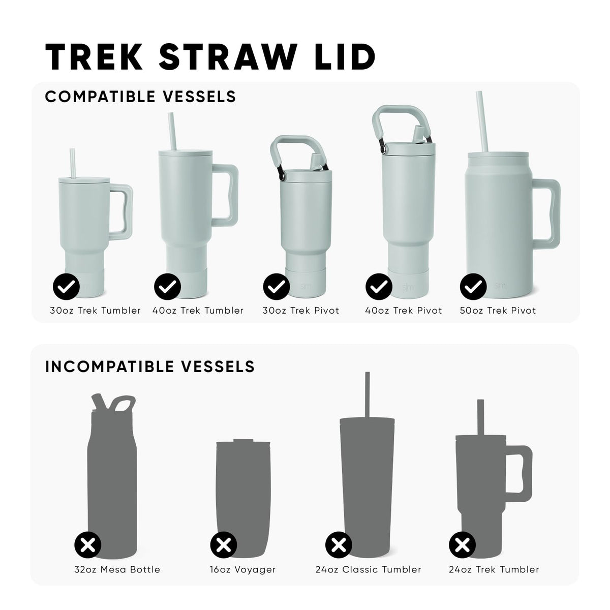 Simple Modern - Tapa de vaso con popote, repuesto reutilizable solamente, se adapta a taza de acero inoxidable Trek Travel Coffee Ice Cup Water Bottle | Colección Trek | Almond Birch