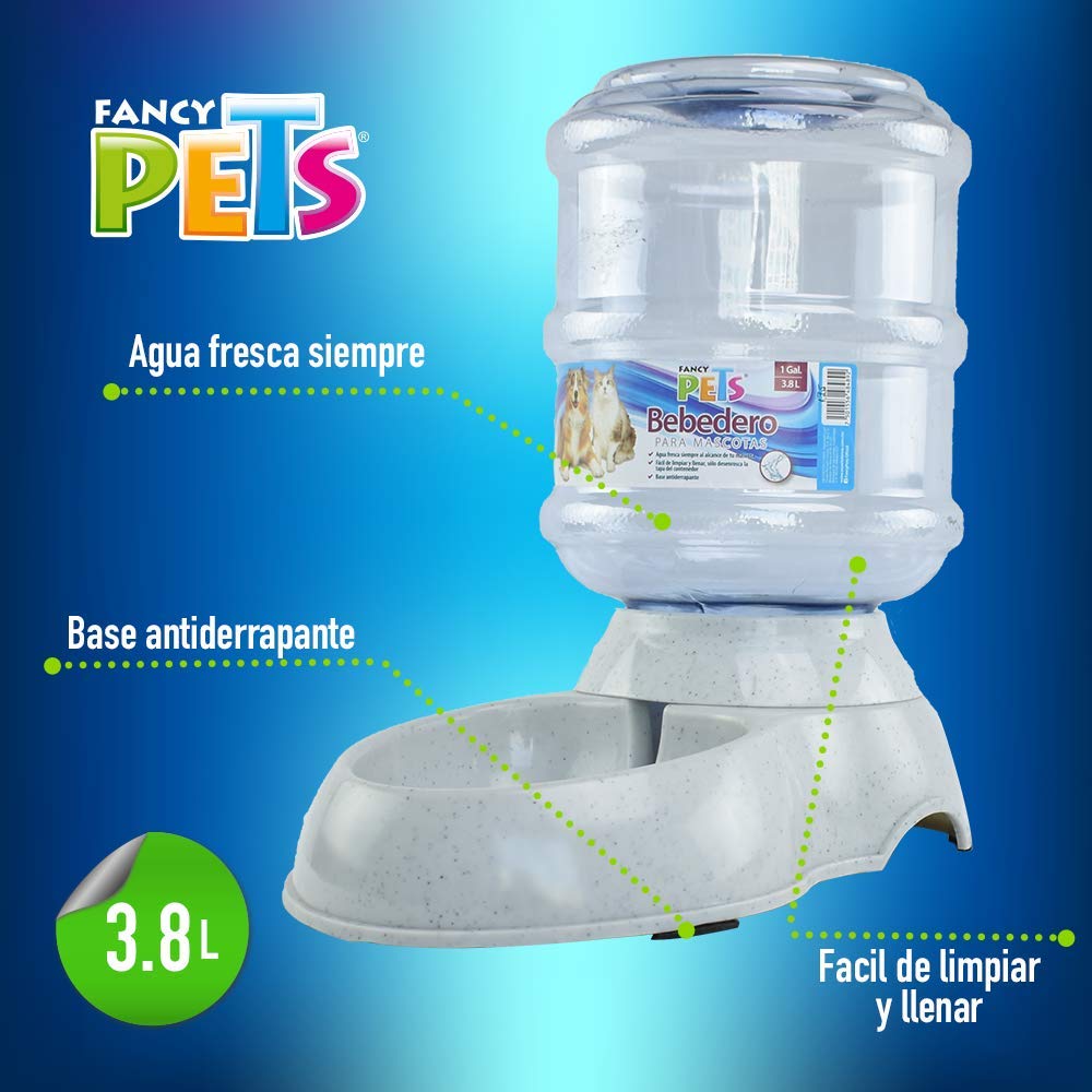 Fancy Pets Hagen Bebedero Automático Grande 3.8 L (1GAL) para Perros | Sistema por Gravedad | Base Antiderrapante | Agua Fresca y Limpia