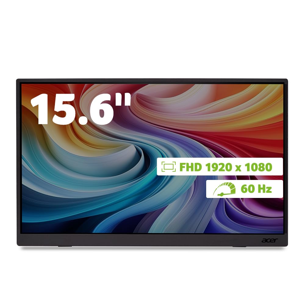 Acer Monitor Portátil PM1 15.6" FHD, Panel IPS Ultradelgado - Modelo No Touch Negro