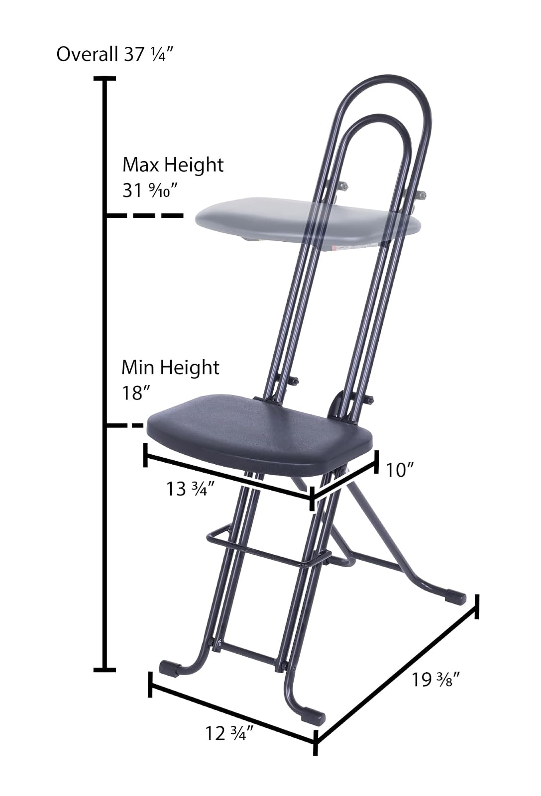 Vestil CPRO-800LP - Asiento ergonómico para trabajador/silla, 34.29 cm de ancho, 25.40 cm de profundidad, 136.08 kg Capacidad, 45.72 cm - 83.82 cm de altura
