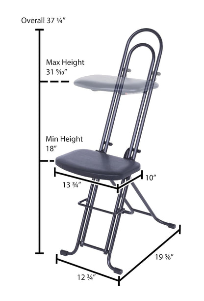 Vestil CPRO-800LP - Asiento ergonómico para trabajador/silla, 34.29 cm de ancho, 25.40 cm de profundidad, 136.08 kg Capacidad, 45.72 cm - 83.82 cm de altura
