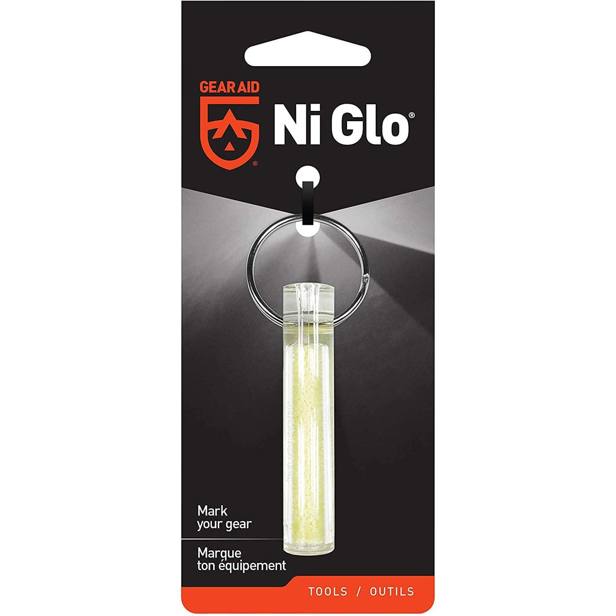 Gear Aid Ni GLO, 2” Glowing Keychain for Camping, Scuba and Night Fishing - Claro - 2 unidades