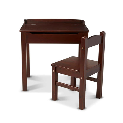 Melissa & Doug Set de Escritorio con Tapa Abatible y Silla para Niños, 3 a 8 años - Espresso
