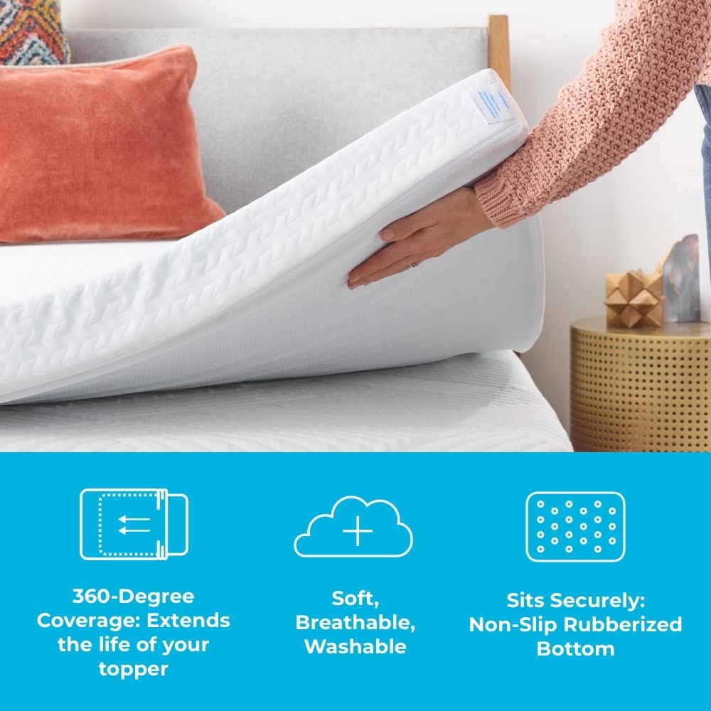 Linenspa Funda de sobrecolchón de Memory Foam de 5 cm: Mantiene Limpio el sobrecolchón, Puede lavarse en Lavadora, Antideslizante, Transpirable