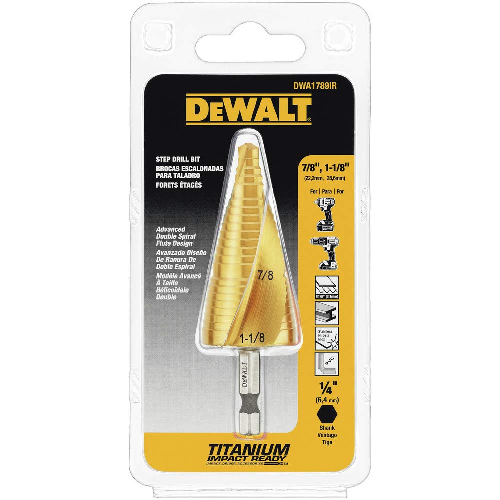 DEWALT DWA1790IR Juego 3 Brocas Escalonadas De Impacto - 7 - 8" - 1-1 - 18"