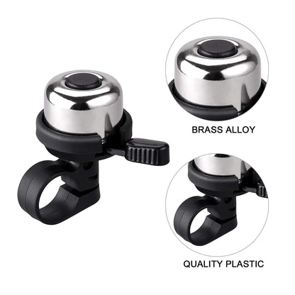 Emoly - Juego de 2 Campanas de latón para Bicicleta de montaña, Bicicleta de Carretera, Accesorios para Bicicleta de montaña, Accesorios para Bicicleta de Carretera (Nuevo, Plateado)