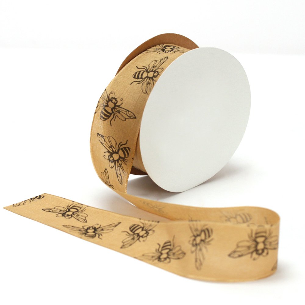 Offray Natural Bees Tafetán Craft Ribbon, 1-1/2 pulgadas de ancho por 25 yardas, natural