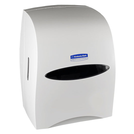 Kimberly-Clark Sanitouch - Dispensador de toallas de papel de rollo duro (09991), dispensador de manos libres, color blanco