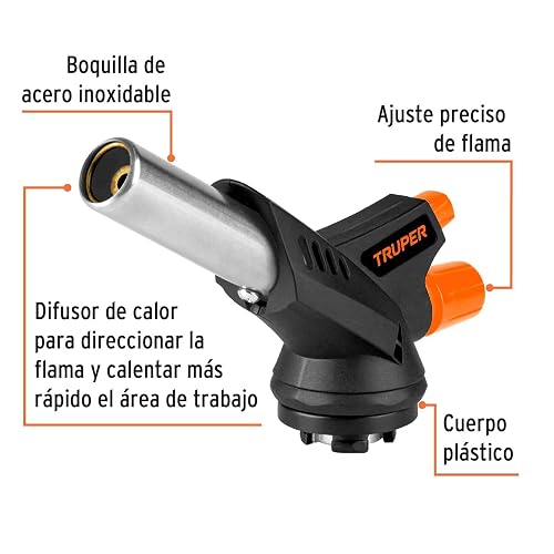 Truper BOQ-90P, Soplete plástico, encendido electrónico, 1/4 de vuelta