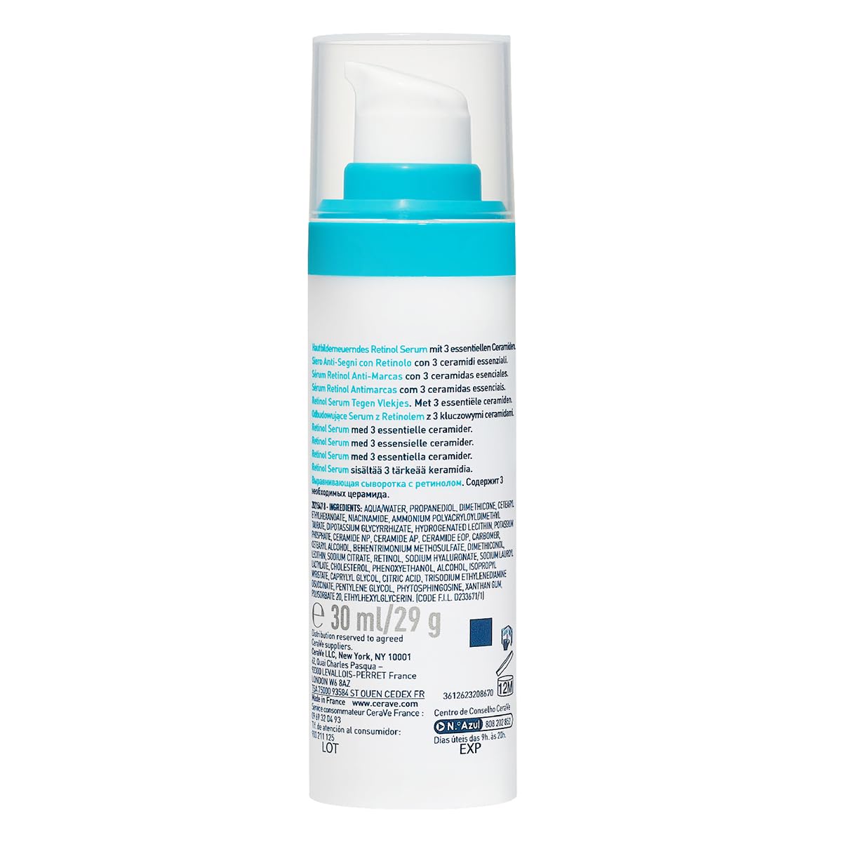 CeraVe Sérum Retinol Anti-Marcas e Imperfecciones con Retinol Encapsulado, Niacinamida y Ceramidas Esenciales, Para Piel Grasa o con Tendencia al Acné, 30 ml