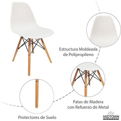International Home 4 Sillas de Comedor y Jardín de Plástico Modernas y Minimalistas, Color Blanco