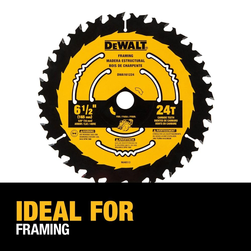 DEWALT DWA161224 Disco de Sierra Circular 6-1/2 pulgadas