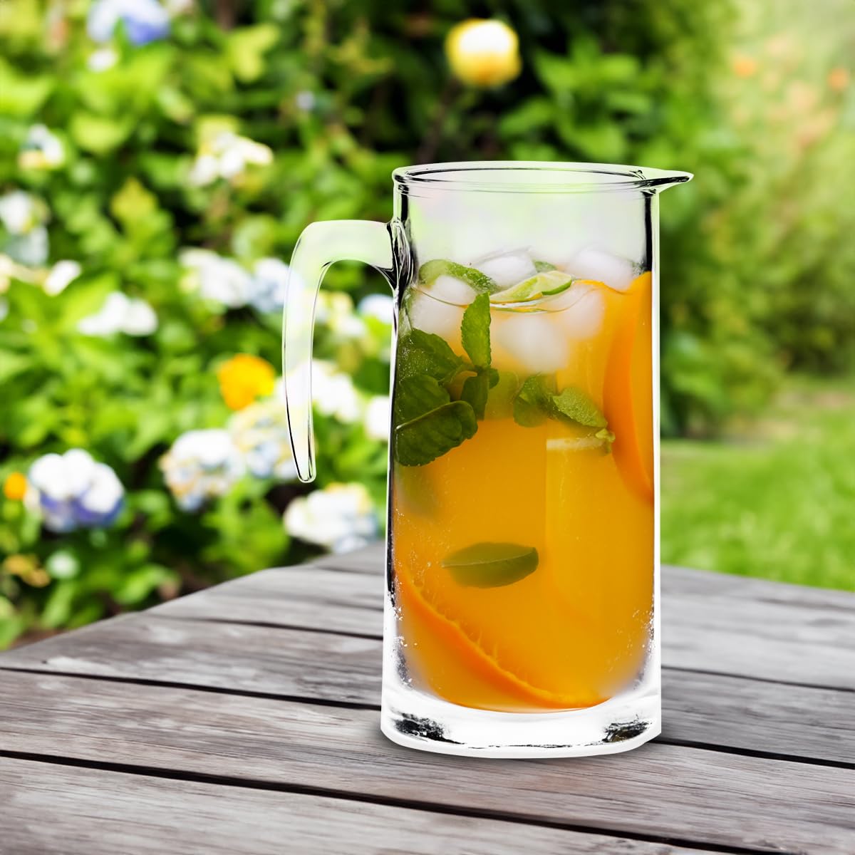 Borgonovo Indro - Jarra de Vidrio Capacidad 1.100 lt Jarra Para Agua Caliente, Fría, Jugo, Leche, Vidrio Resistente al Calor