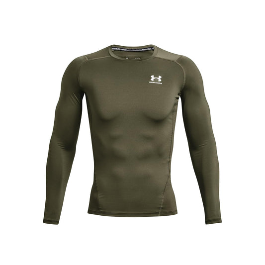 Under Armour HeatGear Playera de Compresión Manga Larga Hombre - M - (390) Marine Od Green - White