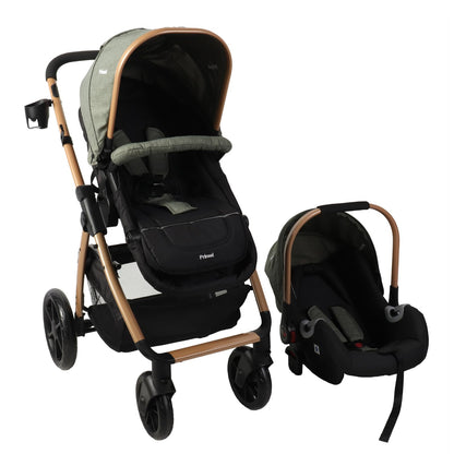 PRINSEL | Carriola y Autoasiento para Bebé | Carreola y Sistemas de Viaje/Paseo | Prima LX | Verde | De 0 Meses a 3 Años, Hasta 18 kg, Asiento Reversible, Con Portabebé, Respaldo Ajustable | Artículos para Bebés - Recién Nacido