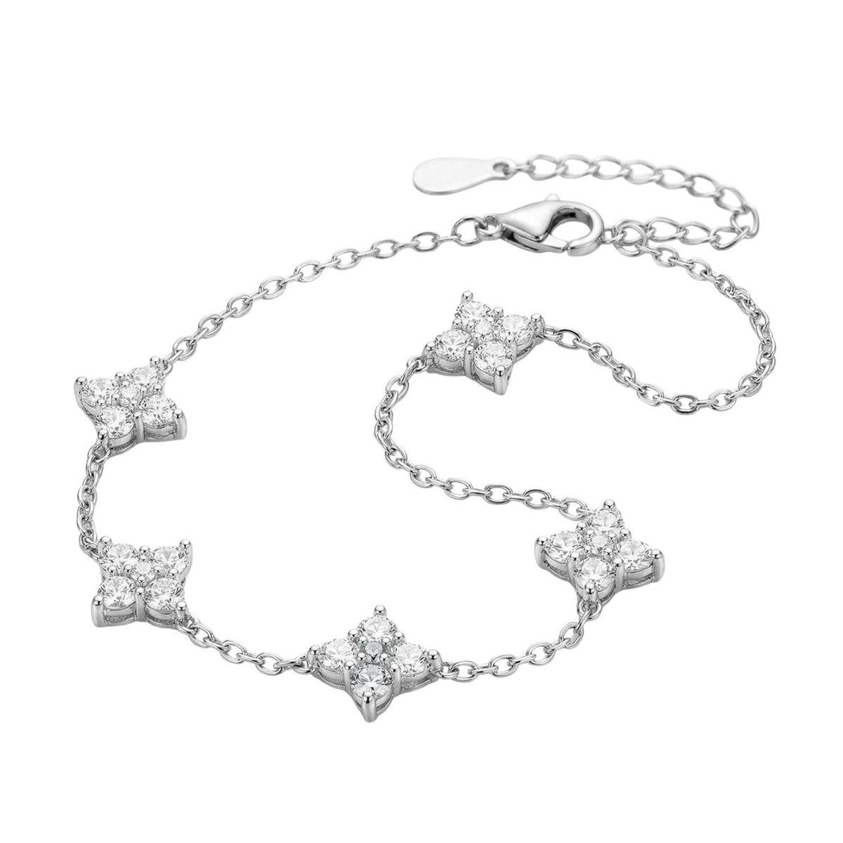 Xyphielle Pulsera de Trébol de la Suerte Color Plata para Mujer, Joyería para Mujer Regalo para Novia Esposa Mamá, Elegante para San Valentín Navidad Aniversario Cumpleaños