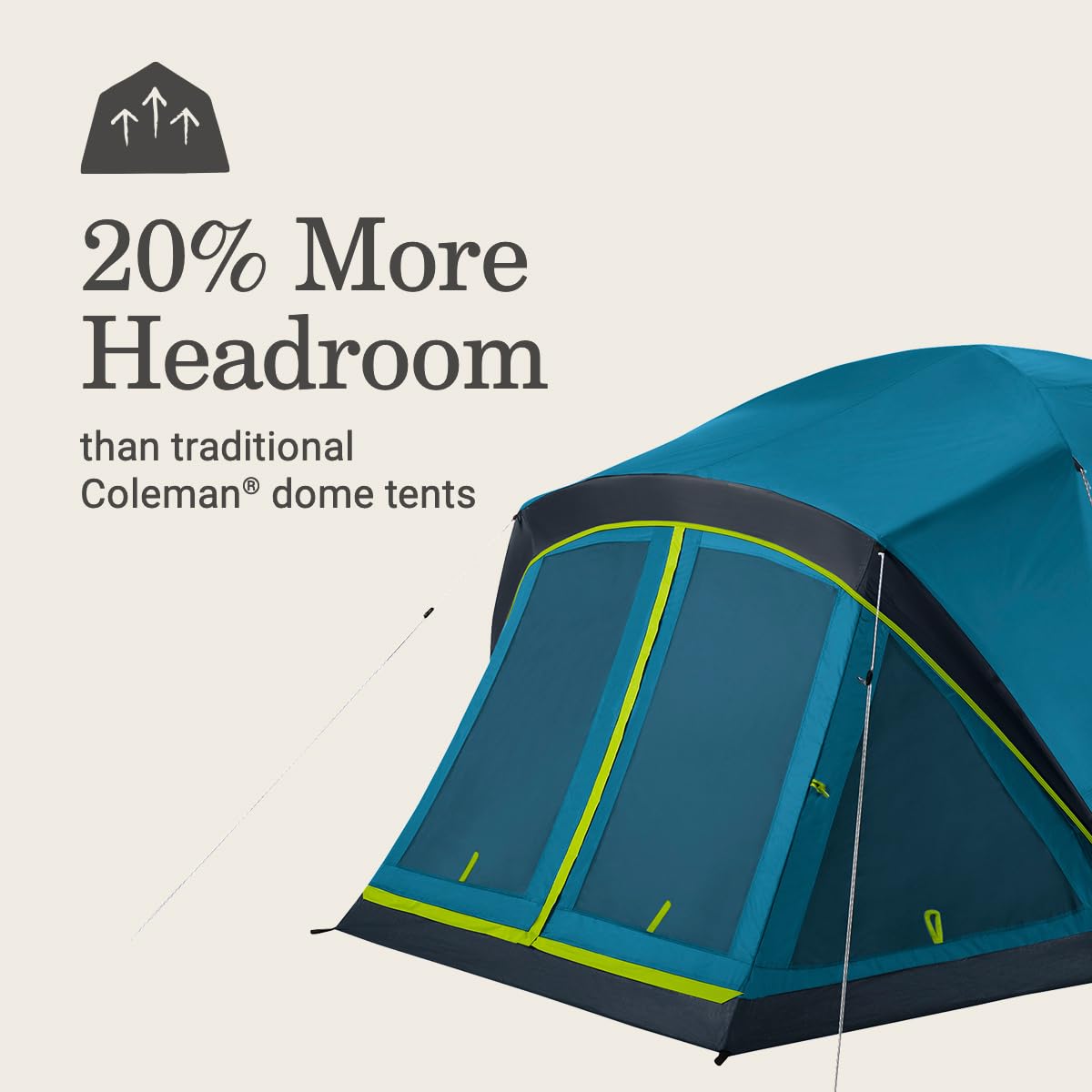 Coleman Skydome - Tienda de campaña para habitación Oscura con visualización para 4/6 Personas, Resistente a la Intemperie, bloquea el 90% de la luz Solar y se instala en 5 Minutos, Incluye Mosca y