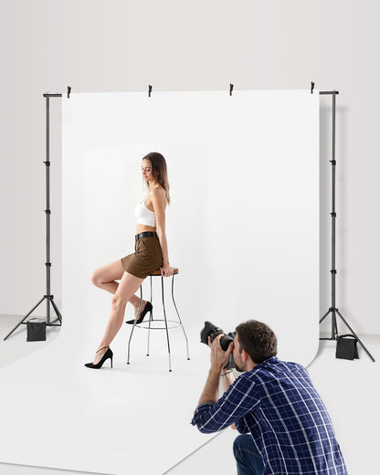 VEVOR Soporte de Fondo Ajustable para Tela de Fondo de hasta 213 x 300 cm, Soporte Portátil de Altura Ajustable de 139-306 cm con Varillas para Fotografía Familiar, Estudio de Fotografía, Negro