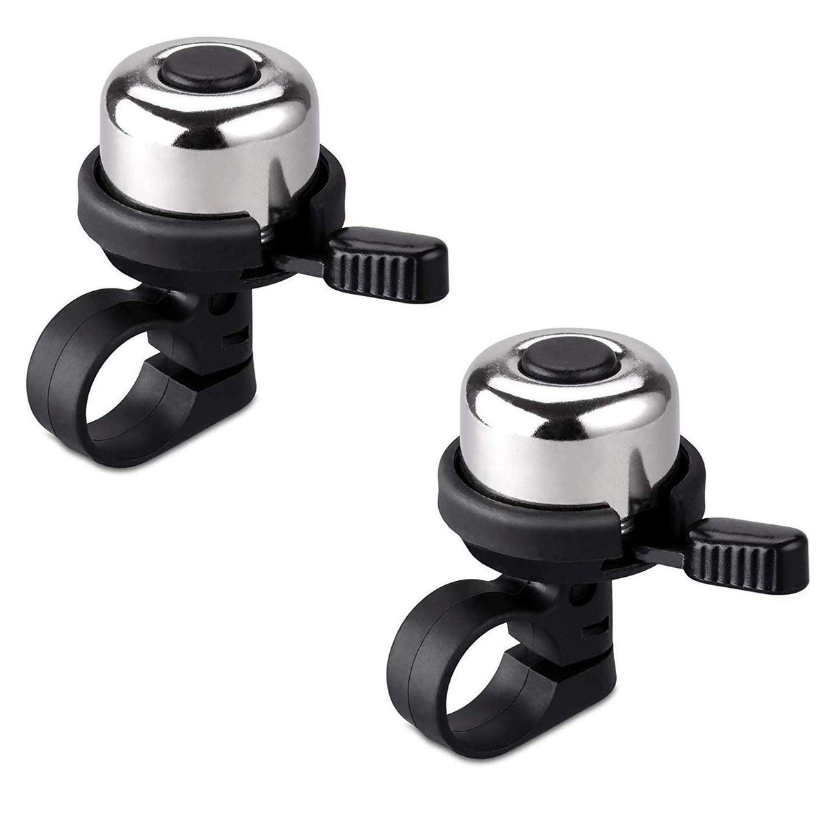 Emoly - Juego de 2 Campanas de latón para Bicicleta de montaña, Bicicleta de Carretera, Accesorios para Bicicleta de montaña, Accesorios para Bicicleta de Carretera (Nuevo, Plateado)
