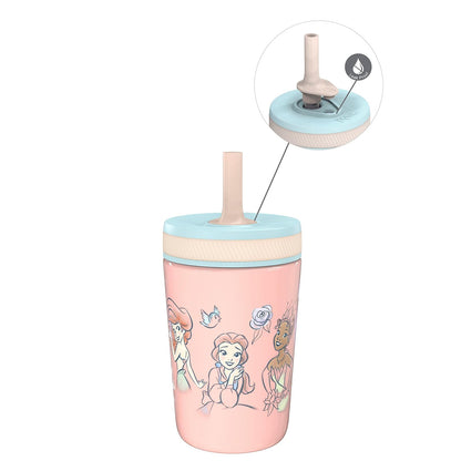 Zak Designs Vaso de Acero Inoxidable con Popote 12oz - Disney Princess