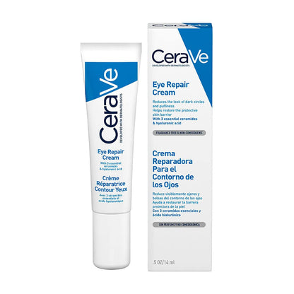 CeraVe Crema Reparadora Contorno de Ojos, con Ceramidas y Ácido Hialurónico, para Ojeras y Bolsas, Hidratante, Apto para Pieles Sensibles, No Comedogénica, 14 ml