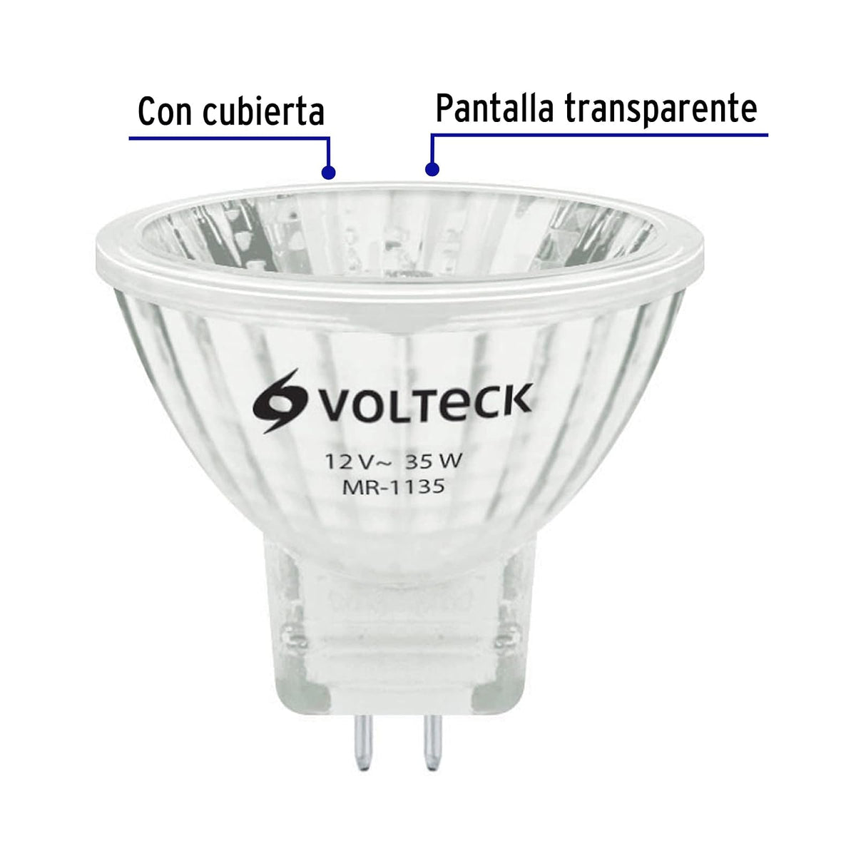 Volteck MR-1135, Lámpara de halógeno MR11, 35 W, transparente