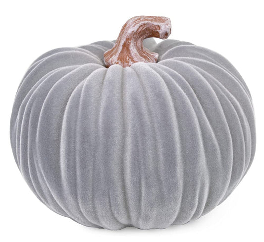 Boston International Calabaza de Terciopelo Decorativo para Mesa, Color Gris