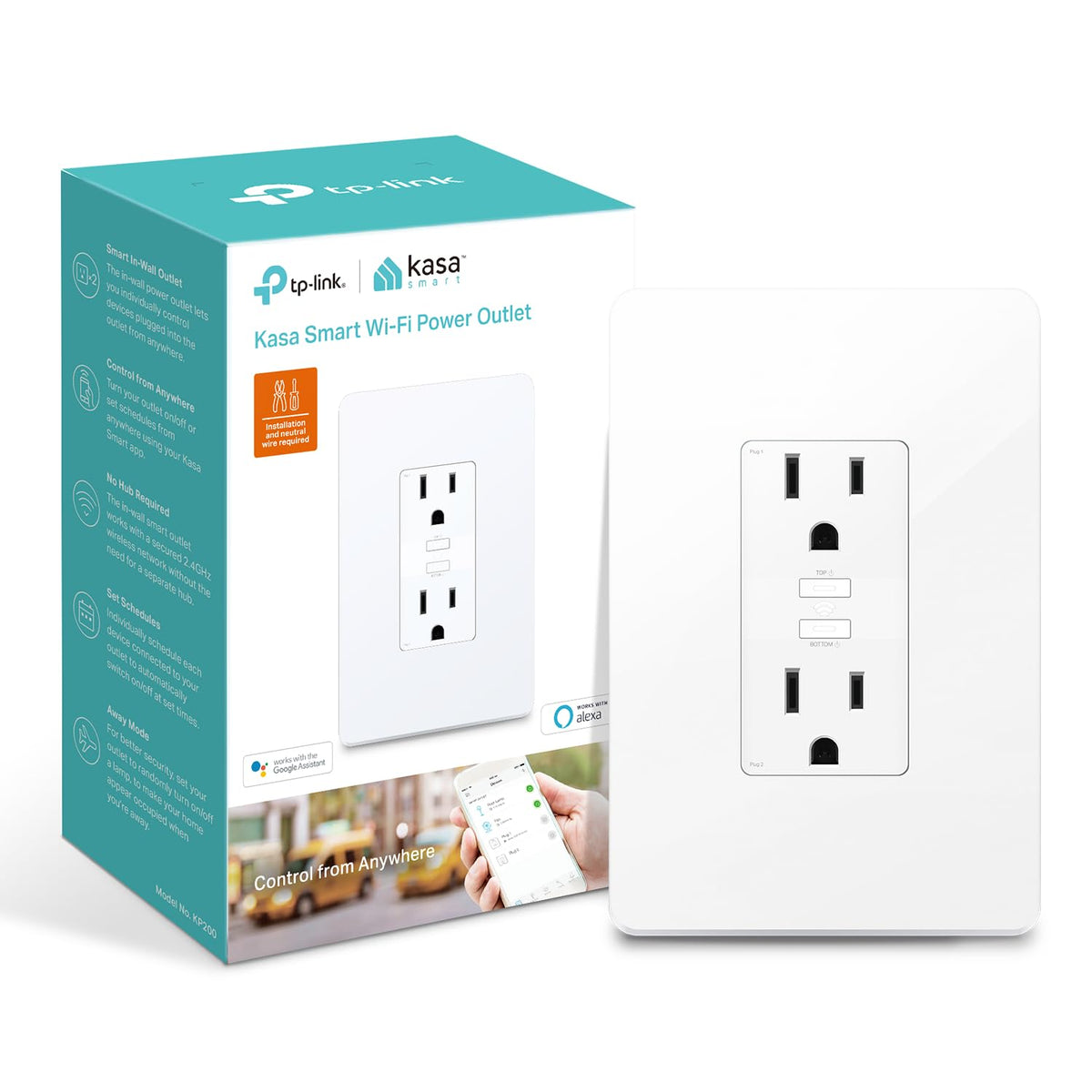 TP-Link Kasa Enchufe Inteligente WiFi Compatible con Alexa y Google Home - Smart Outlet