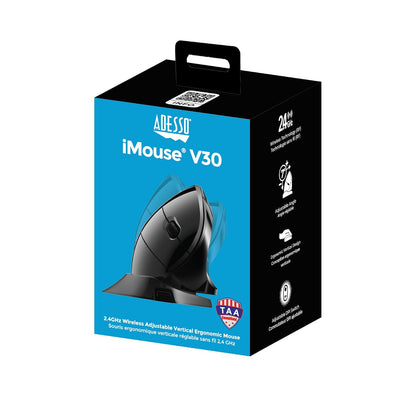 Adesso Imouse V3-TAA - Mouse ergonómico Vertical Ajustable con ángulo de muñeca (Compatible con TAA)