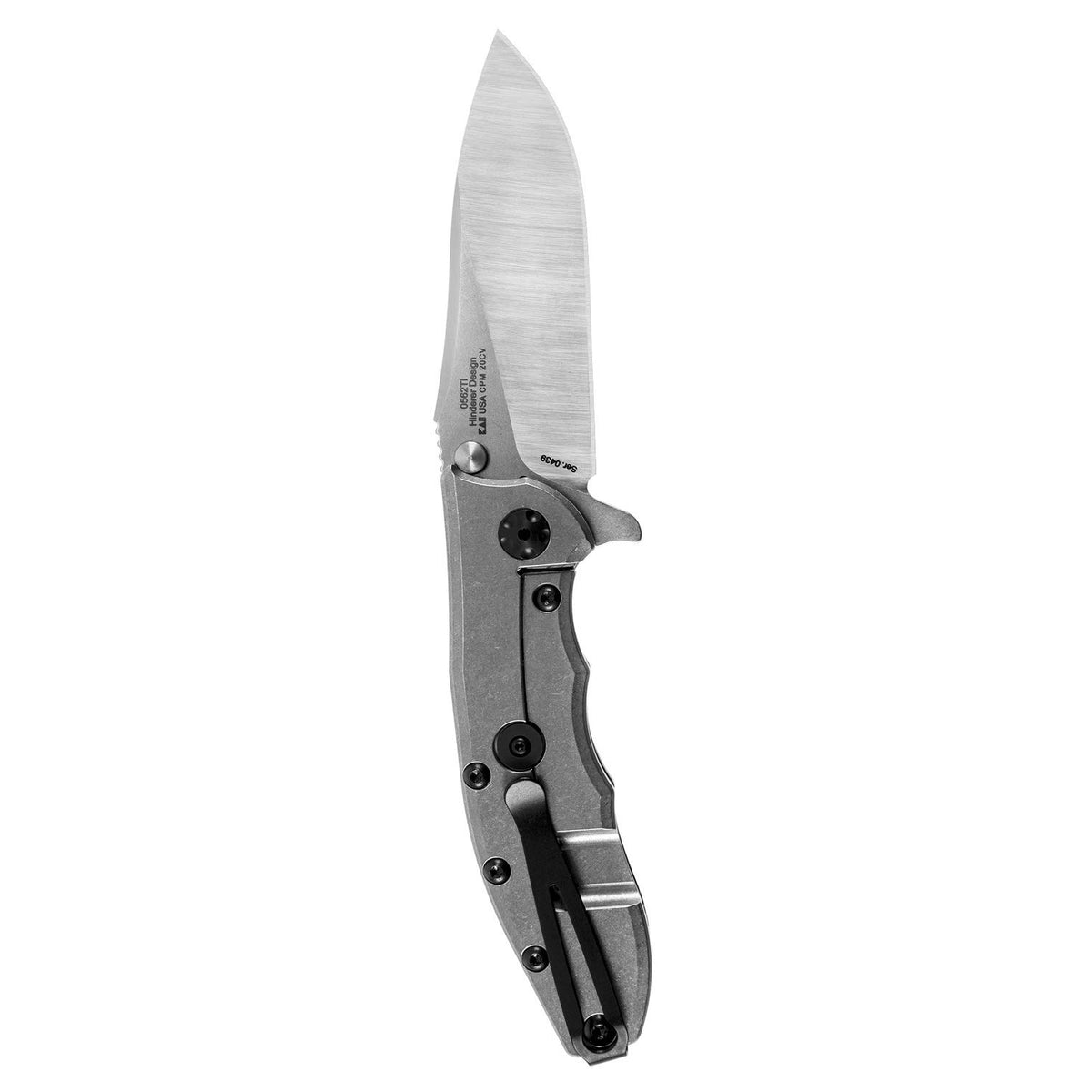 Navaja de Bolsillo obstaculizadora de tolerancia Cero; Hoja de Acero CPM 20CV de 3,5 Pulgadas, Sistema de Apertura con rodamiento de Bolas KVT, Aleta, Clip de Transporte Profundo Reversible, Mango de