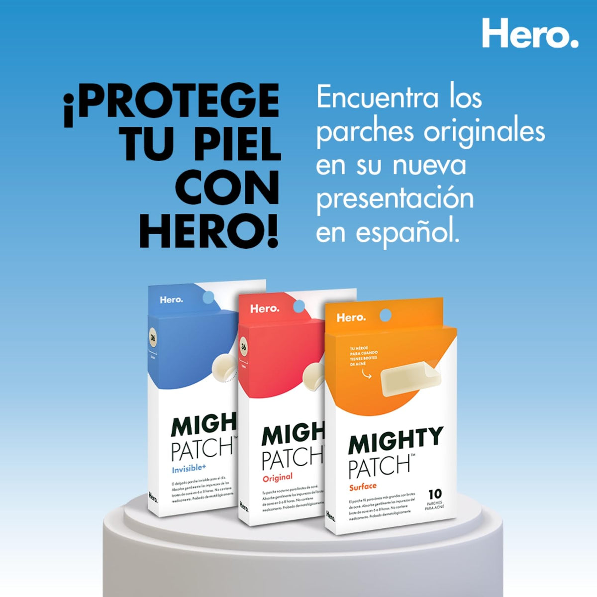 Hero Parches para Acné Mighty Patch Invisible+, Caja con 36 piezas. Delgados para Uso de Día. Absorben Gentilmente las Impurezas en 6 a 8 Horas. No Contienen Medicamento. Probados Dermatológicamente